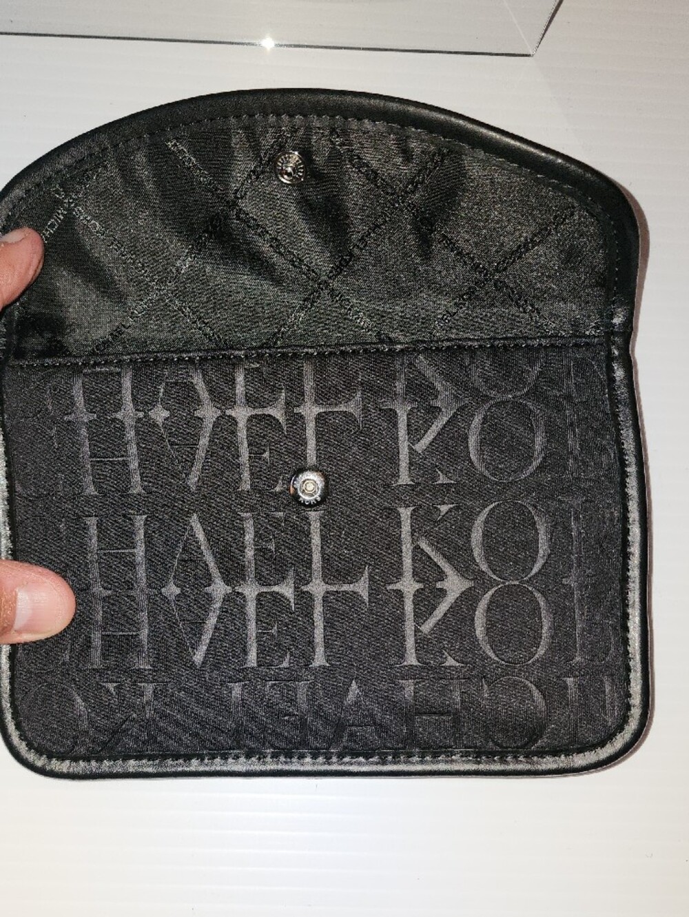 Michael Kors Black Monogram Tote with Wristlet Pouch. 14×13×5 - Picture 9 of 13